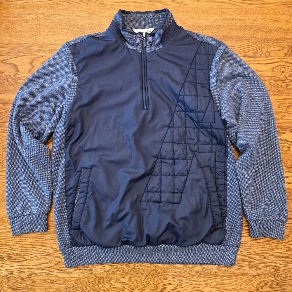 Andre' Kim Navy Golf Jacket Size 95  Men's Small Womens Medium 1/4 Zip Lined‎